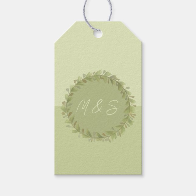 Elegantes grünes Watercolor Personalisiert Geschenkanhänger (Vorderseite)