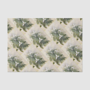 Elegantes grünes weißes Wildblume-Seidenpapier Seidenpapier