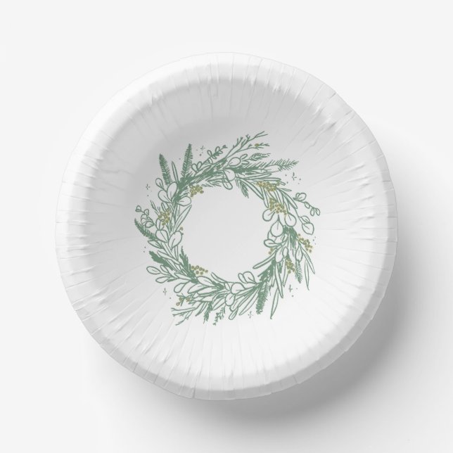 Elegantes grünes Winter Botanisches Kaminpapier Pappteller (Vorderseite)