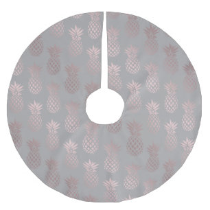 Elegantes, gurt-Rose-Gold und Graue Ananas-Muster Polyester Weihnachtsbaumdecke