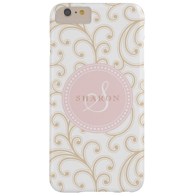 Elegantes gürtelgoldfarbenes Blumenmuster Monogram Case-Mate iPhone Hülle (Rückseite)