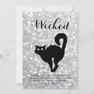 Elegantes Halloween Costume Party - Katzen Glitzer Einladung