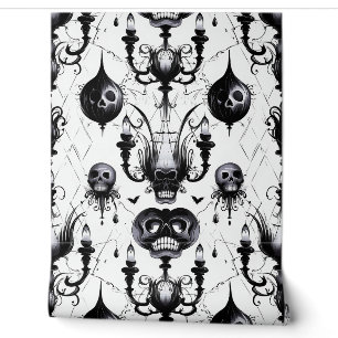 Elegantes Halloween-Gotisches Muster Skelette Schw Tapete