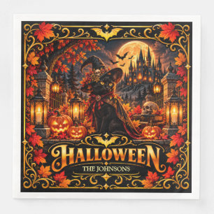 Elegantes Halloween-Kürbis-Süßigkeiten-oder-Saures Serviette