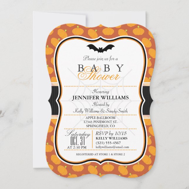 Elegantes Halloween Thema Kinderdusche Einladung (Vorderseite)
