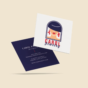 Elegantes, handgefertigtes Logo des Schmuckdesigne Quadratische Visitenkarte
