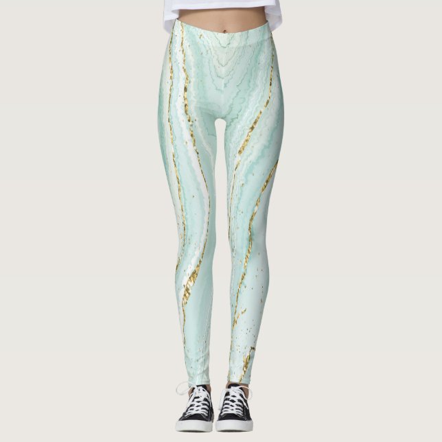 elegantes handgemaltes flüssiger Marmor-Design mit Leggings (Vorderseite)