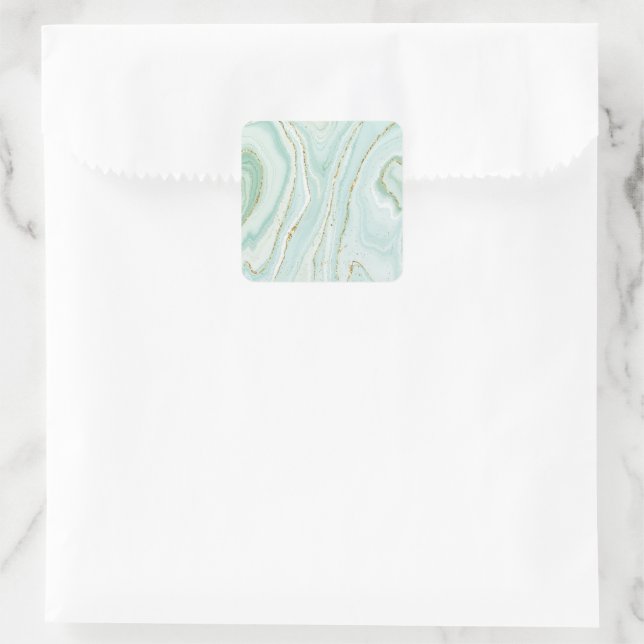 elegantes handgemaltes flüssiger Marmor-Design mit Quadratischer Aufkleber (Tasche)