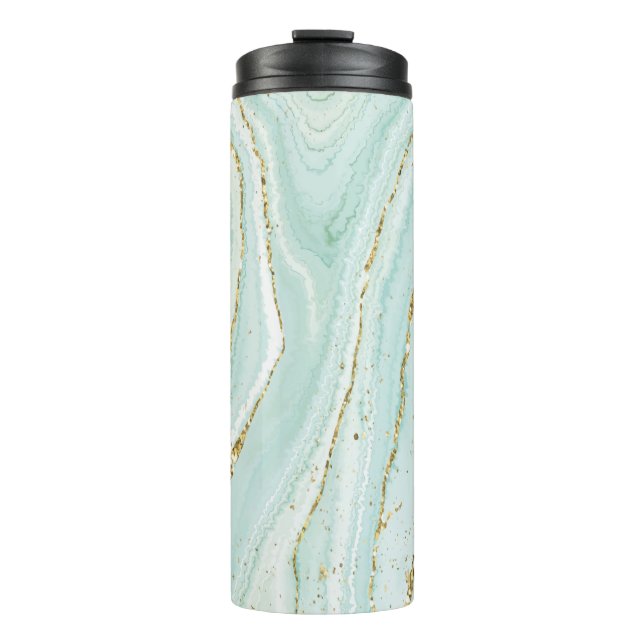 elegantes handgemaltes flüssiger Marmor-Design mit Thermosbecher (Vorderseite)