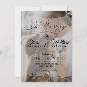 Elegantes handgeschriebenes Foto Hochzeit Einladung