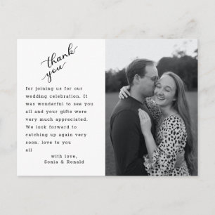 Elegantes handgeschriebenes Foto Hochzeit Vielen D Postkarte