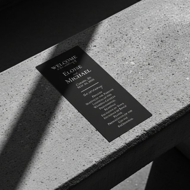 Elegantes, handgeschriebenes Hochzeitsprogramm (Elegant Minimalist Handwritten Wedding Program)