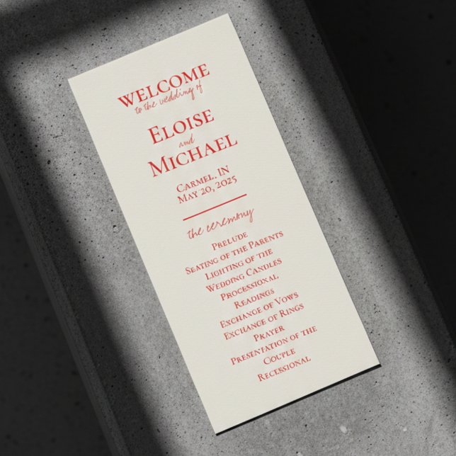 Elegantes, handgeschriebenes Hochzeitsprogramm (Elegant Minimalist Handwritten Wedding Program)