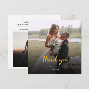 Elegantes handgeschriebenes Hochzeitstag-Foto Dankeskarte