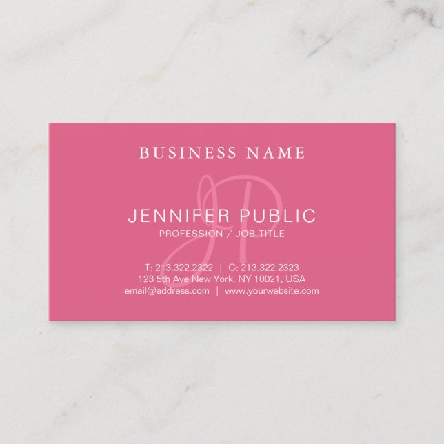 Elegantes handgeschriebenes Monogramm Rosa Rosa Sc Visitenkarte (Vorderseite)