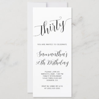 Elegantes handgeschriebenes Skript 30. Geburtstag Einladung
