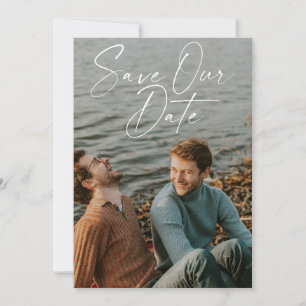 Elegantes, handgeschriebenes Skript-Foto-Overlay Save The Date