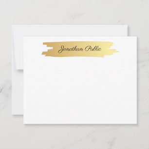 Elegantes handgeschriebenes Skript, Gold, weiße Vo Mitteilungskarte