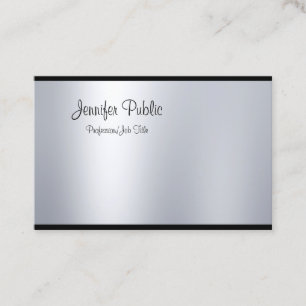 Elegantes handgeschriebenes Skript Silver Look Cle Visitenkarte