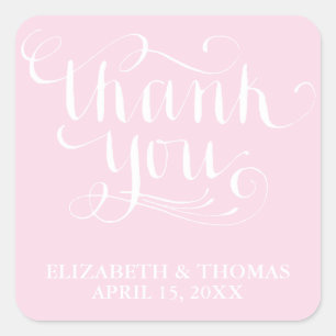 ELEGANTES HANDGESCHRIEBENES THANK YOU ETIKETTEN QUADRATISCHER AUFKLEBER