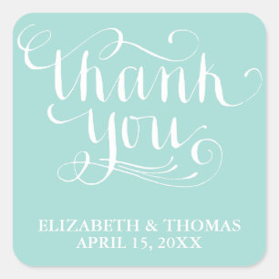 ELEGANTES HANDGESCHRIEBENES THANK YOU-STICKER QUADRATISCHER AUFKLEBER