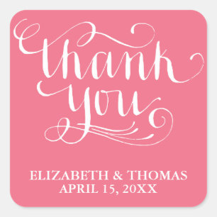 ELEGANTES HANDGESCHRIEBENES THANK YOU-STICKER QUADRATISCHER AUFKLEBER