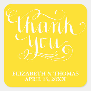 ELEGANTES HANDGESCHRIEBENES THANK YOU-STICKER QUADRATISCHER AUFKLEBER