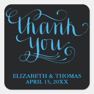 ELEGANTES HANDGESCHRIEBENES THANK YOU-STICKER QUADRATISCHER AUFKLEBER