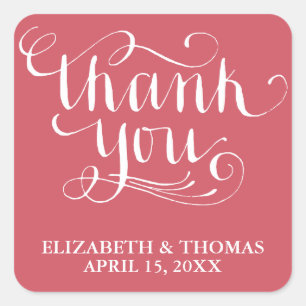 ELEGANTES HANDGESCHRIEBENES THANK YOU-STICKER QUADRATISCHER AUFKLEBER