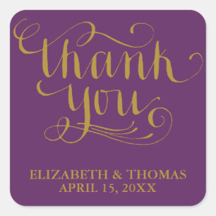 ELEGANTES HANDGESCHRIEBENES THANK YOU-STICKER QUADRATISCHER AUFKLEBER