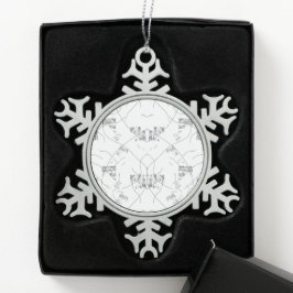 Elegantes handGezeichnet Schwarz-Weiß-Botanisches  Schneeflocken Zinn-Ornament