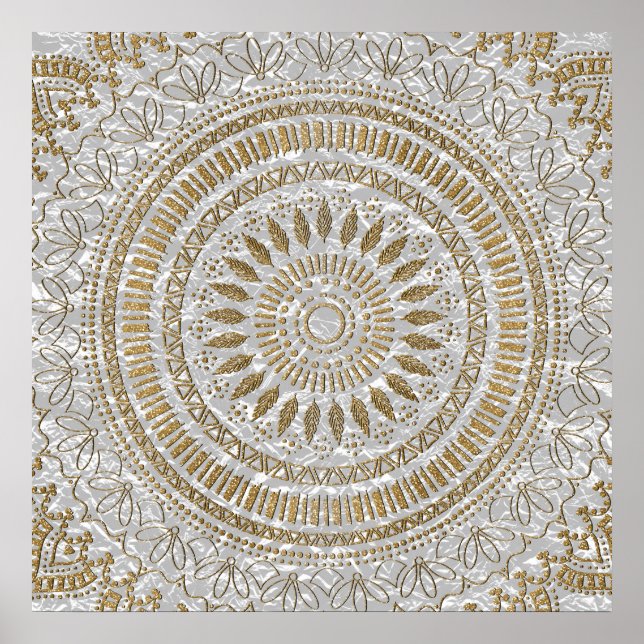 Elegantes handgezeichnetes Mandala-Design Poster (Vorne)