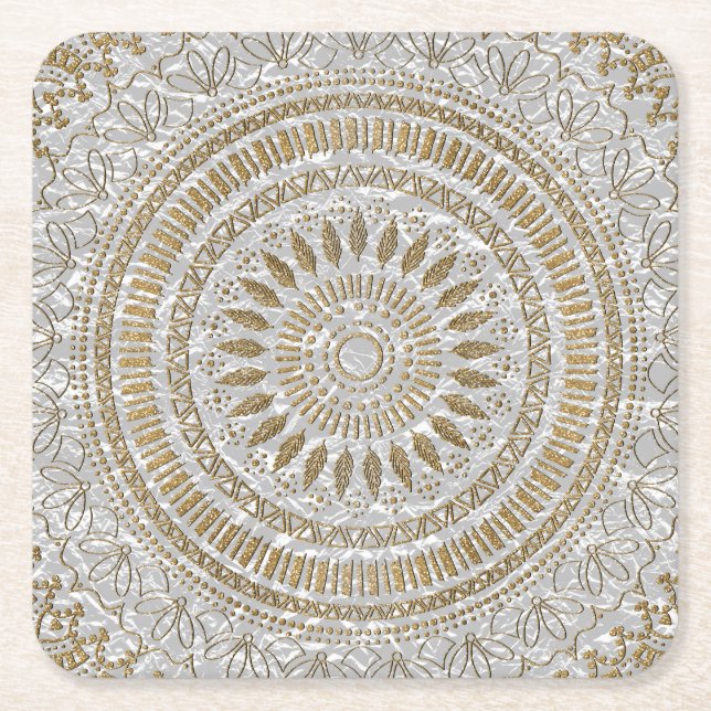 Elegantes handgezeichnetes Mandala-Design Rechteckiger Pappuntersetzer (Vorderseite)