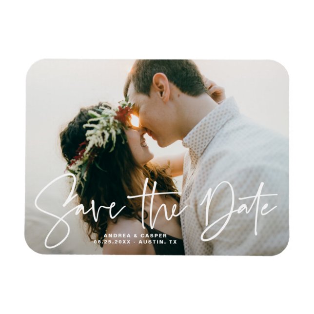 Elegantes handgezeichnetes Overlay-Foto Save the D Magnet (Horizontal)