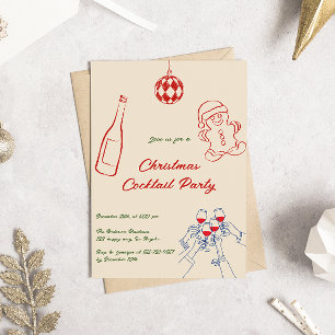 Elegantes handgezeichnetes Weihnachtscocktail-Part Einladung
