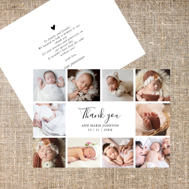 Elegantes Handlettern Chic Foto Baby Shower Dankeskarte (Von Creator hochgeladen)