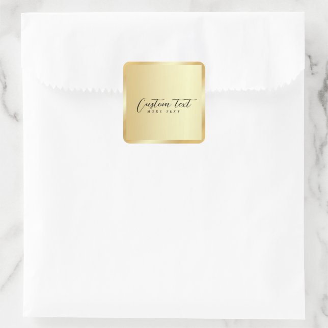 Elegantes Handschrift-Gold-Template Ihr benutzerde Quadratischer Aufkleber (Tasche)