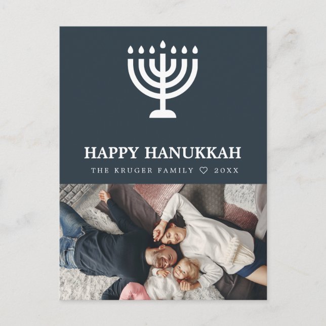 Elegantes Hanukkah Foto Postkarte (Vorderseite)