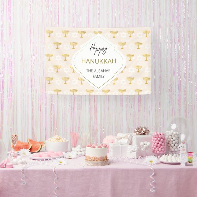 Elegantes Hanukkah Holiday Pattern Gold Banner (Party)