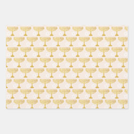 Elegantes Hanukkah Holiday Pattern Gold Geschenkpapier Set