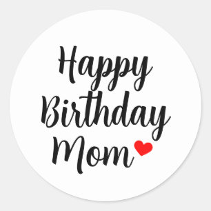 Elegantes Happy Birthday Mom-Skript Rotes Herz Runder Aufkleber