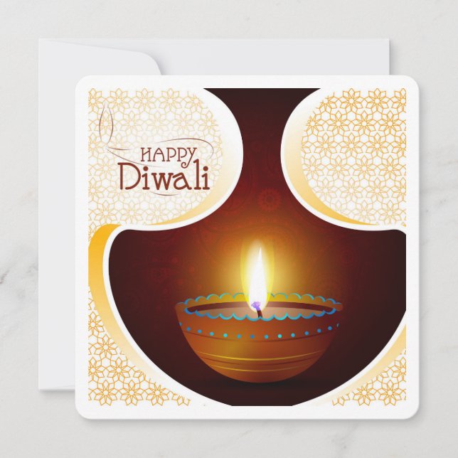 Elegantes Happy Diwali Festival Einladung (Vorderseite)
