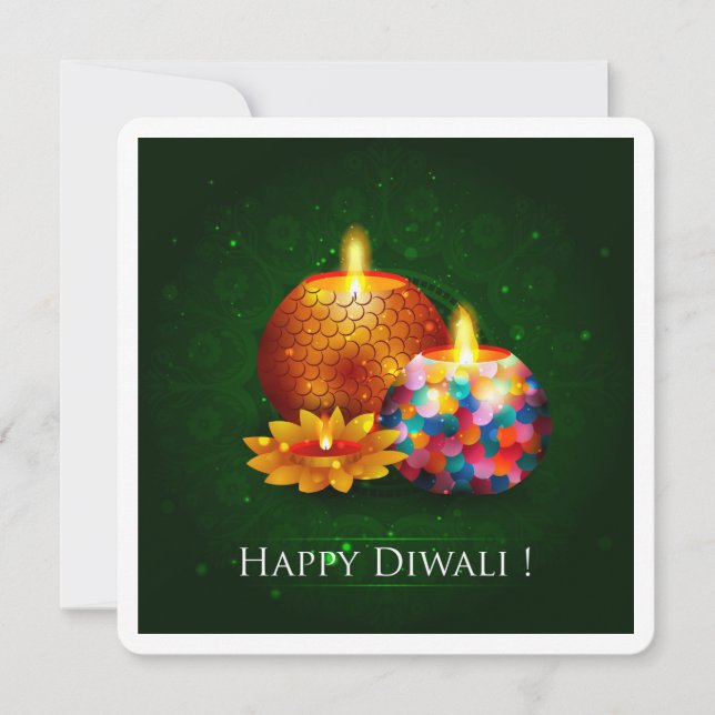 Elegantes Happy Diwali Festival Einladung (Vorderseite)