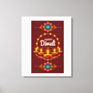Elegantes Happy Diwali Mandala Grußdesign Leinwanddruck