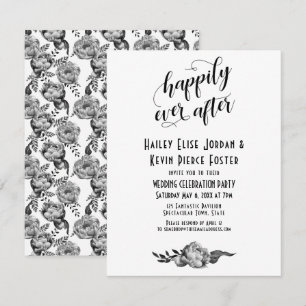 Elegantes Happy End Pfingstrosen Hochzeits-Event Einladung