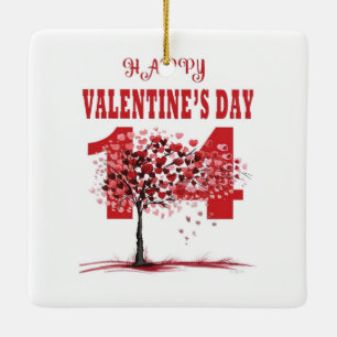Elegantes Happy Valentins Keramik Square Ornament. Keramikornament
