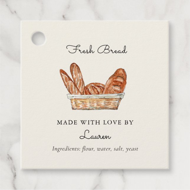 Elegantes hausgemachtes Brot Geschenkanhänger (Vorderseite)