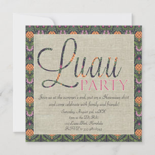 Elegantes Hawaiisches Tropical Luau Party Einladung