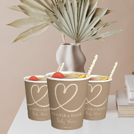 Elegantes Heart Baby Duschpapier zerkleinert neutr Pappbecher