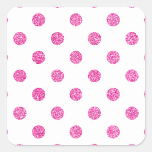 Elegantes heißes Rosa-Glitzer-Polka-Punkt-Muster Quadratischer Aufkleber